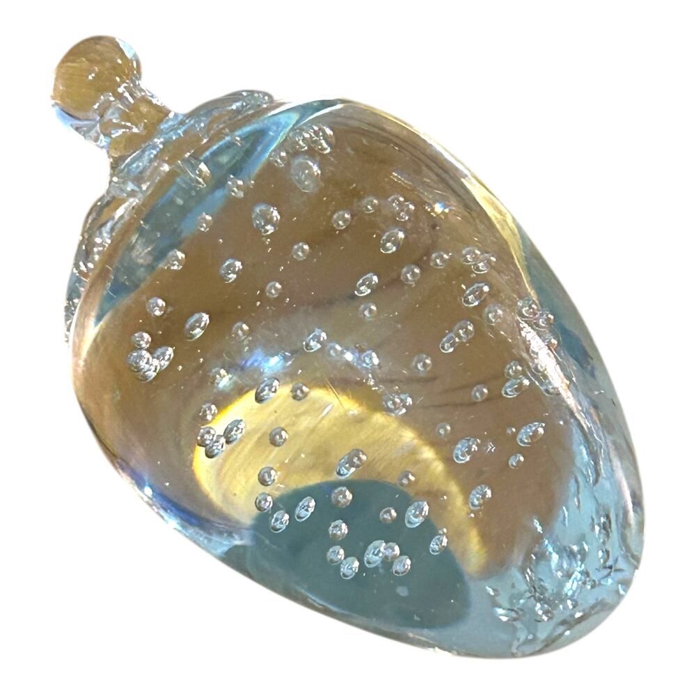 Vintage Crowning Touch Glass Strawberry Paperweight Controlled Bubbles Glass Art